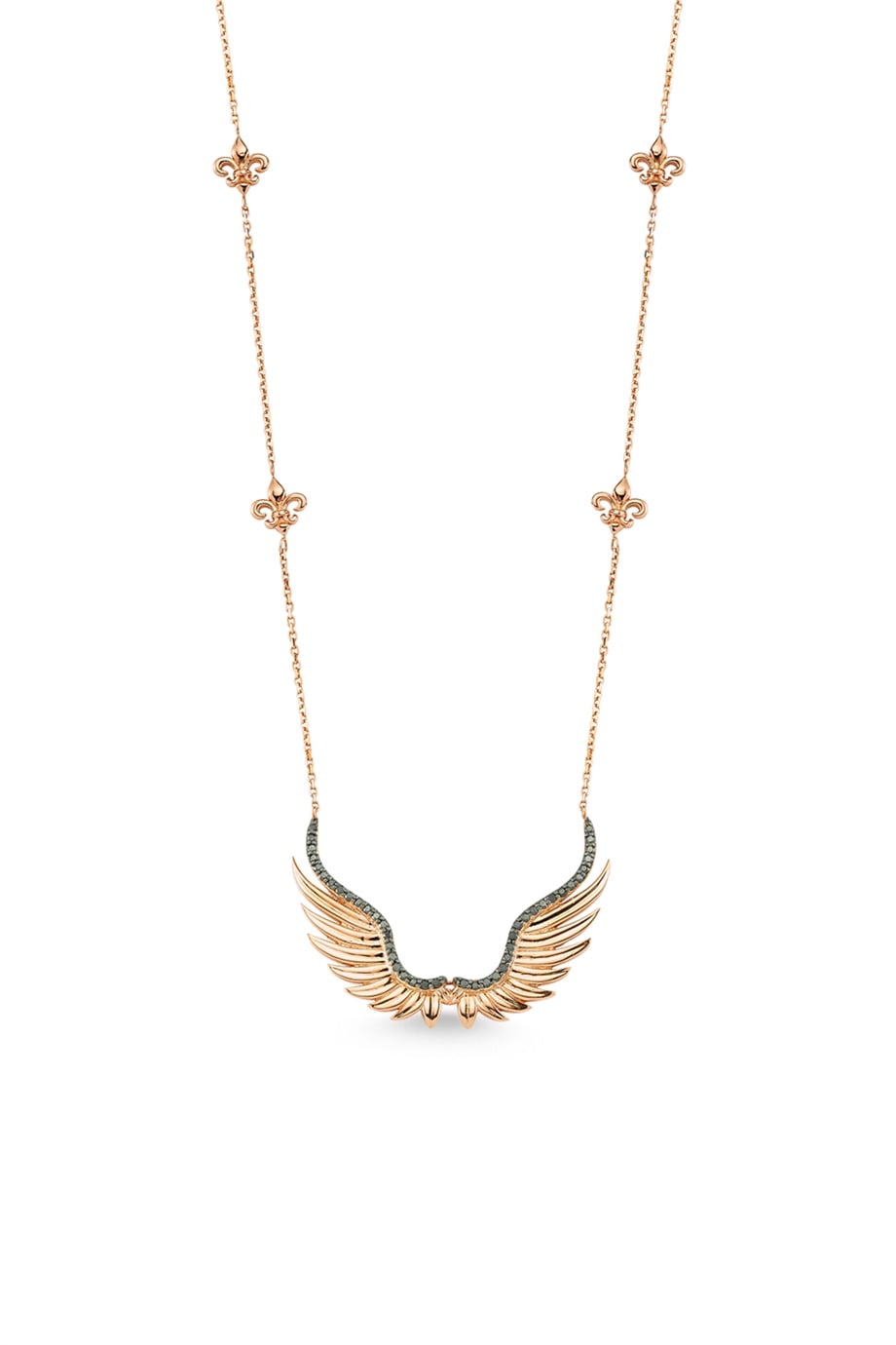 BIG SIZE BLACK DIAMOND ANGEL OF GABRIEL NECKLACE