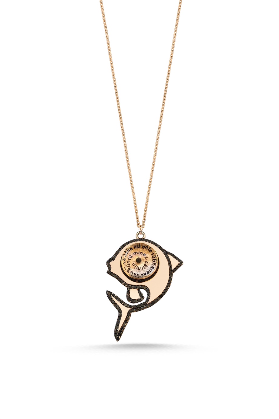 BLACK DIAMOND DOLPHIN PRAYER FISH NECKLACE