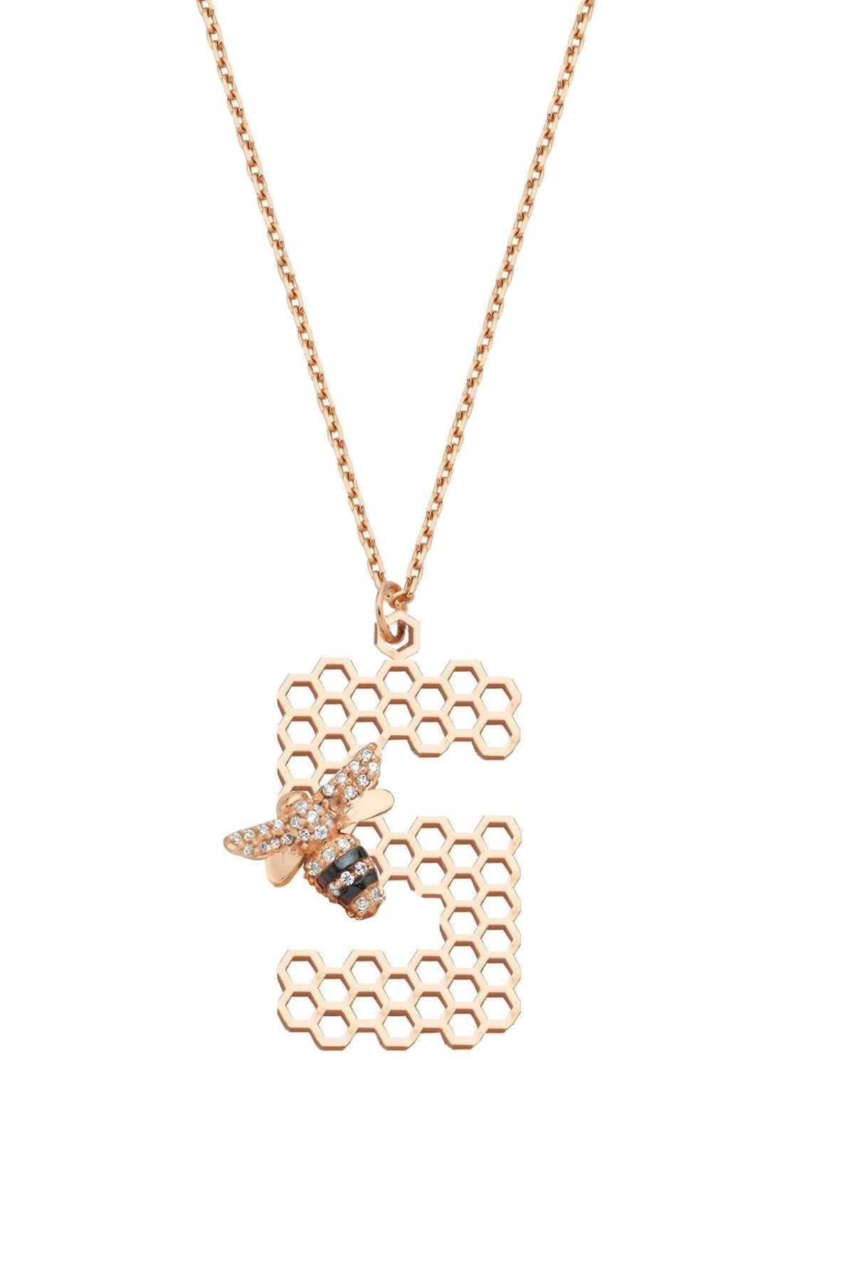 Taşlı Arılı S Harf Kolye