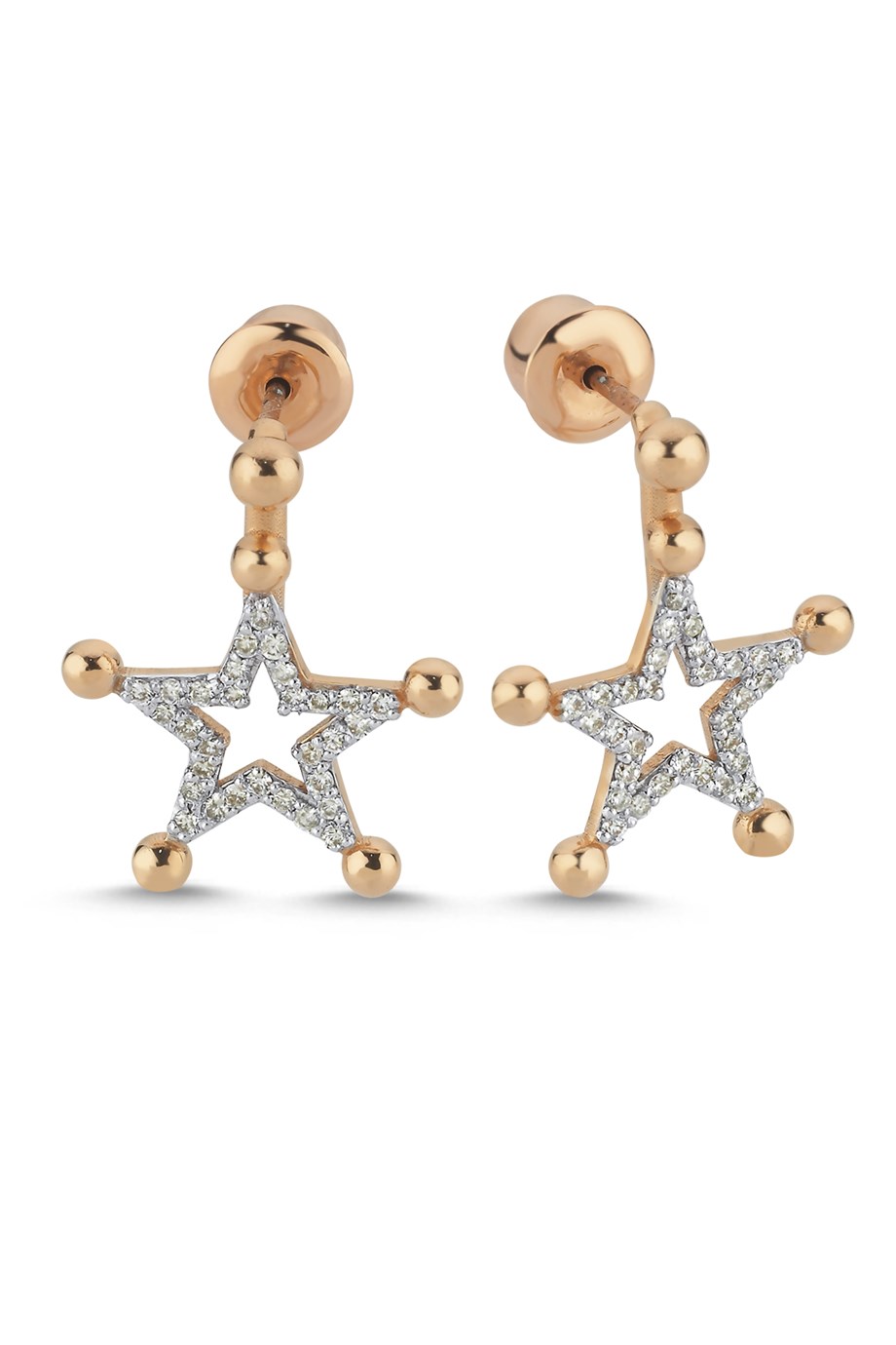 SINGLE DIAMOND STAR HOLLOW EARRING 