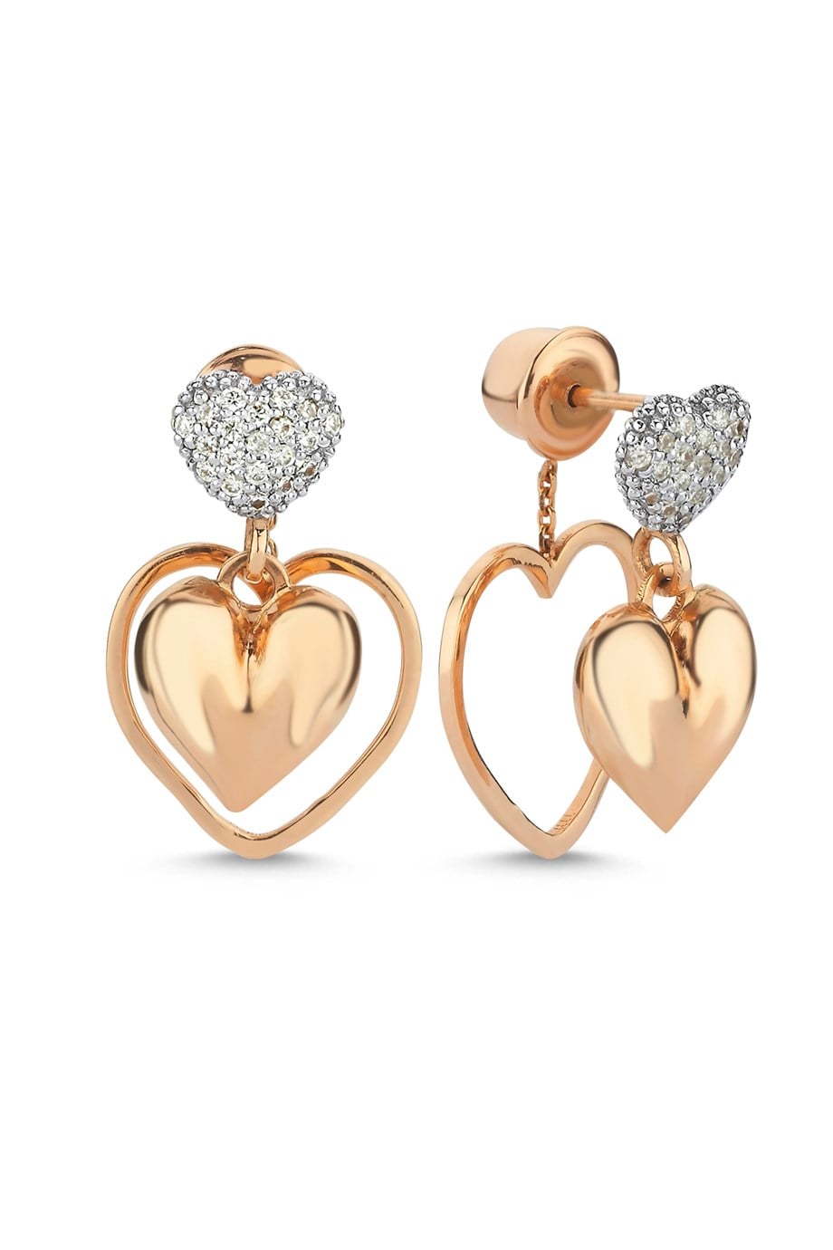 SINGLE HEART DIAMOND PENDANT EARRING