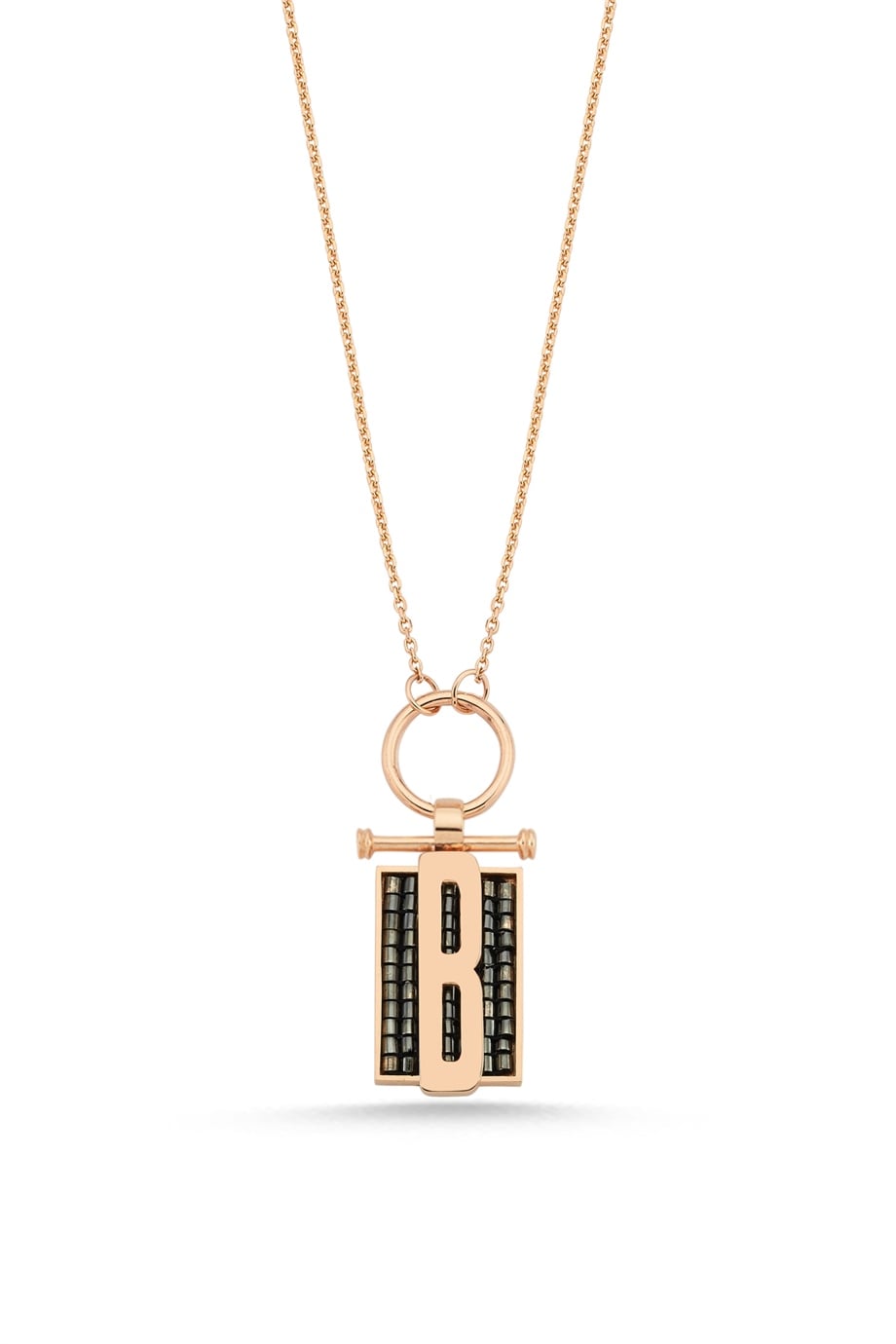 B LETTER SLENDER CHAIN MIYUKI NECKLACE NON DIAMOND