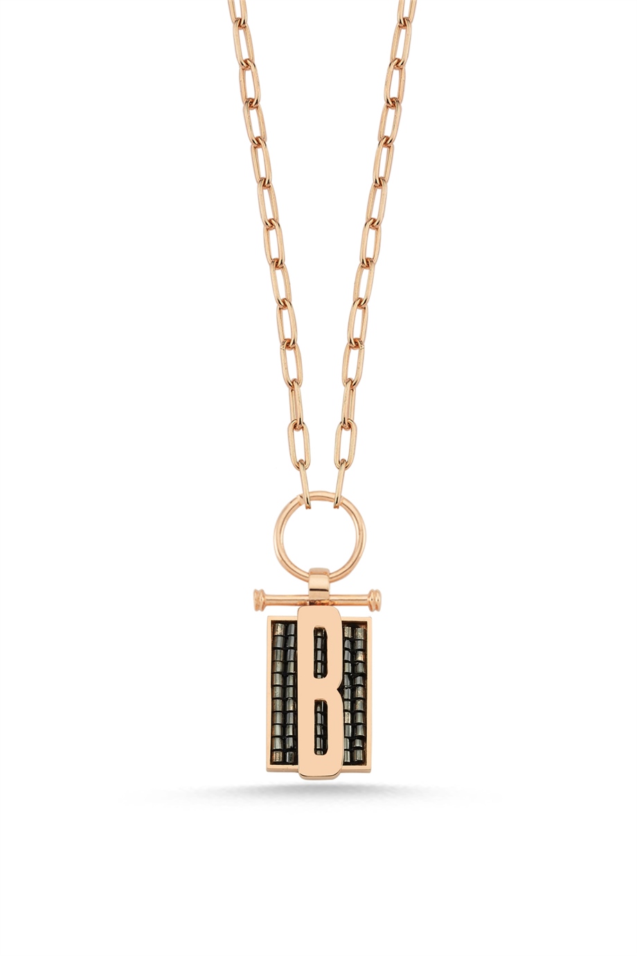 B LETTER THICK CHAIN MIYUKI NECKLACE NON DIAMOND