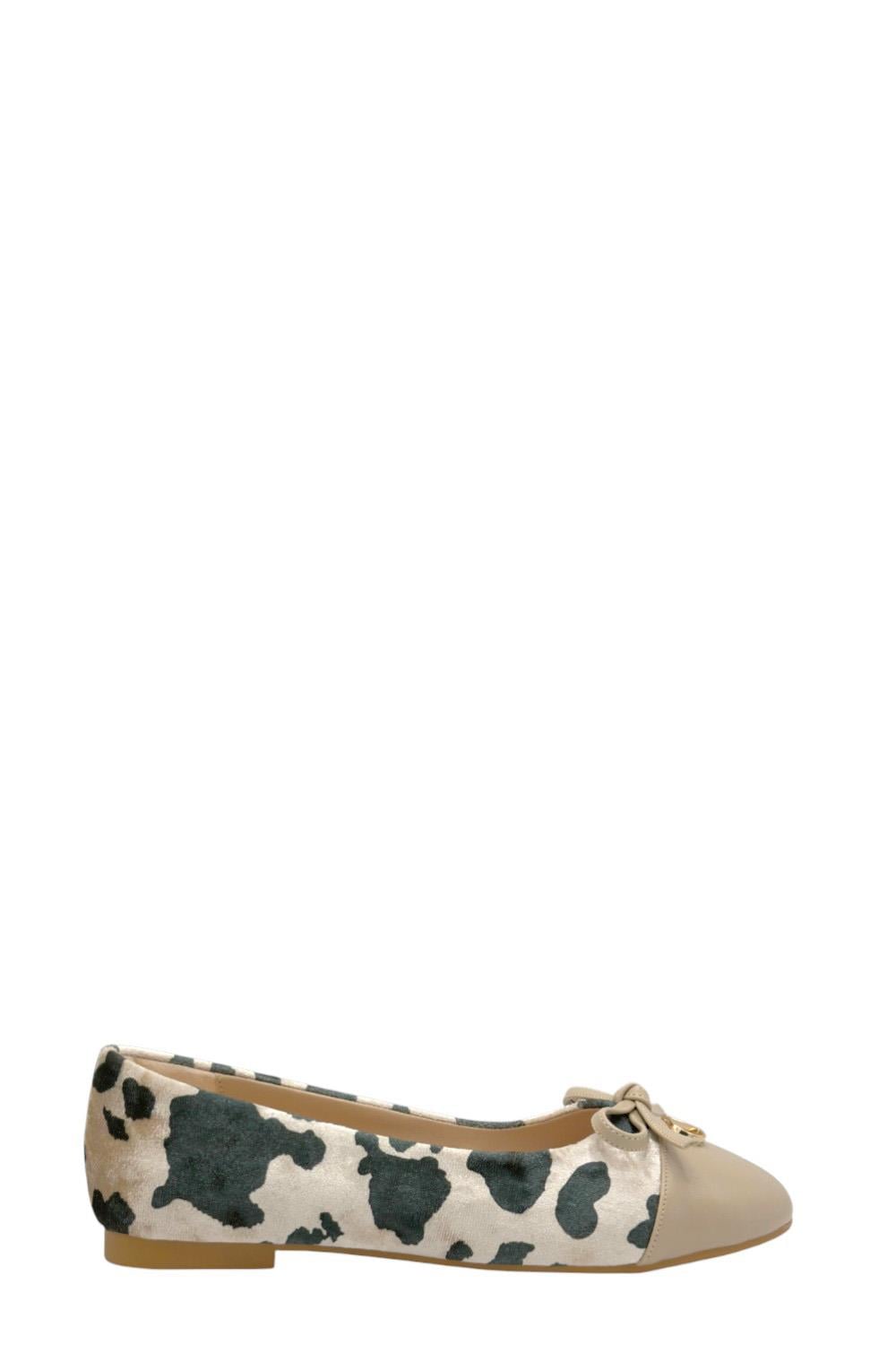 Bej Leopar Leopar Desen Kadın Babet Ayakkabı