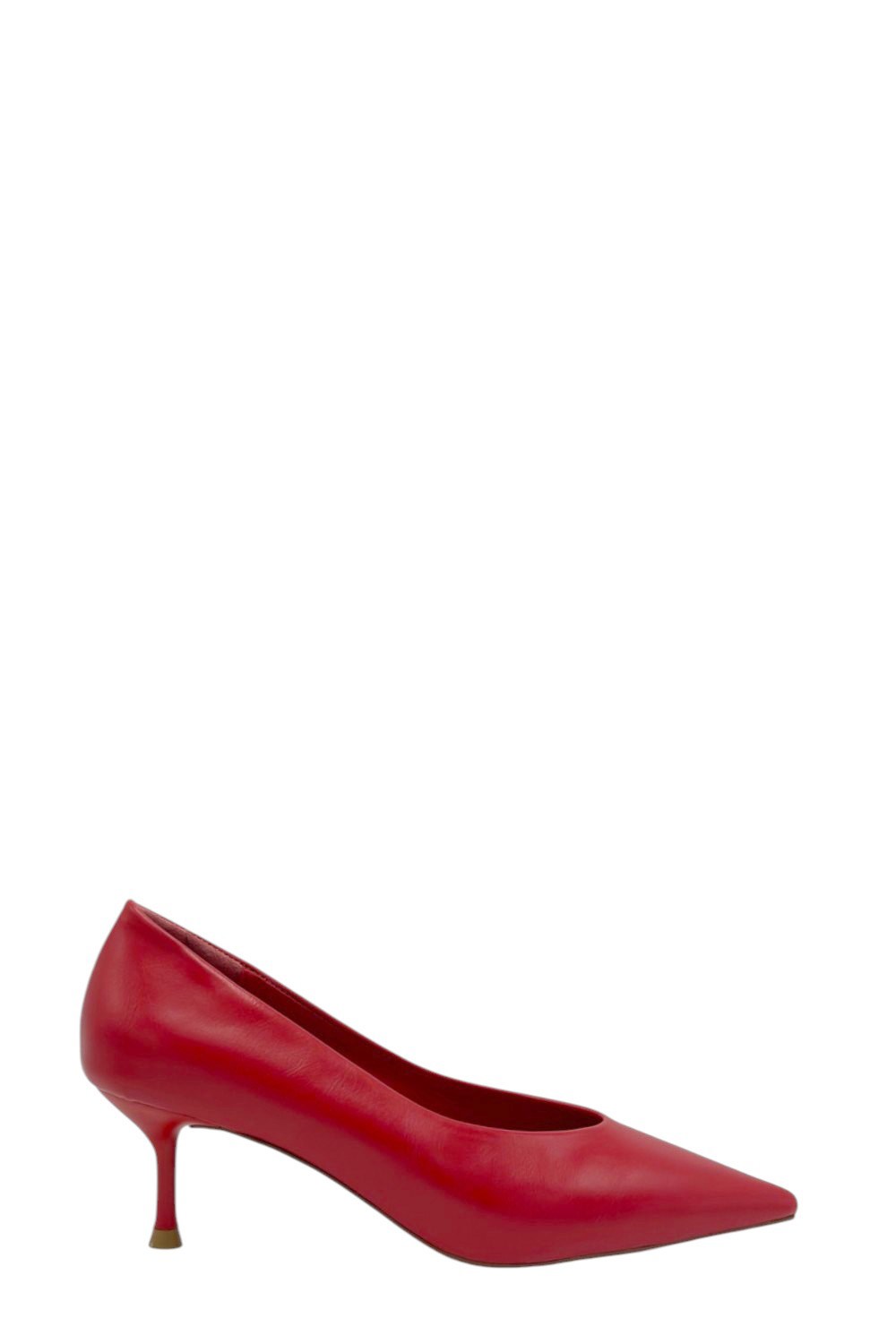 Kırmızı Deri Kısa Topuklu Stiletto Kadın Ayakkabı  (048 2609222)