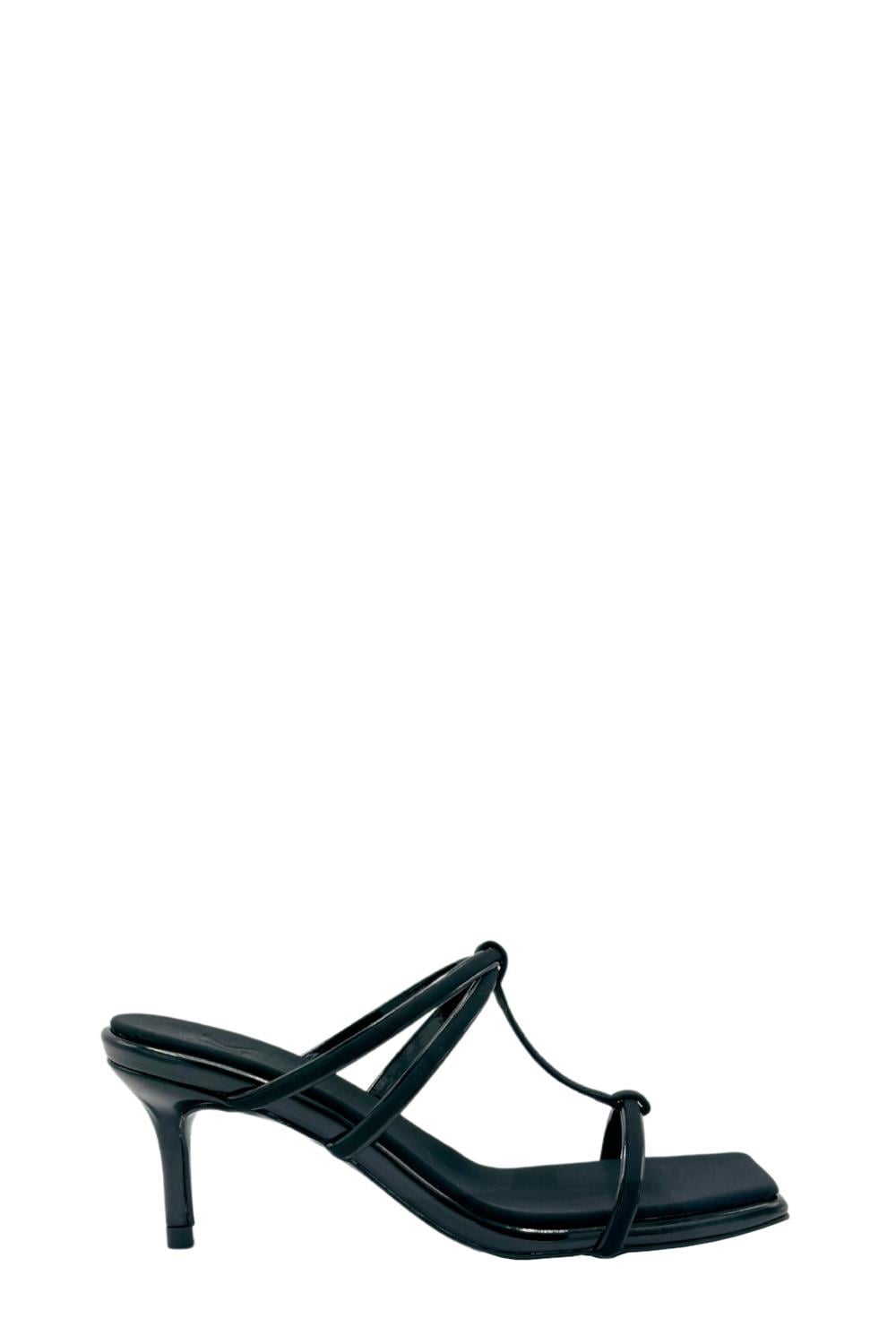 Siyah 8 Cm Kadın Topuklu Terlik