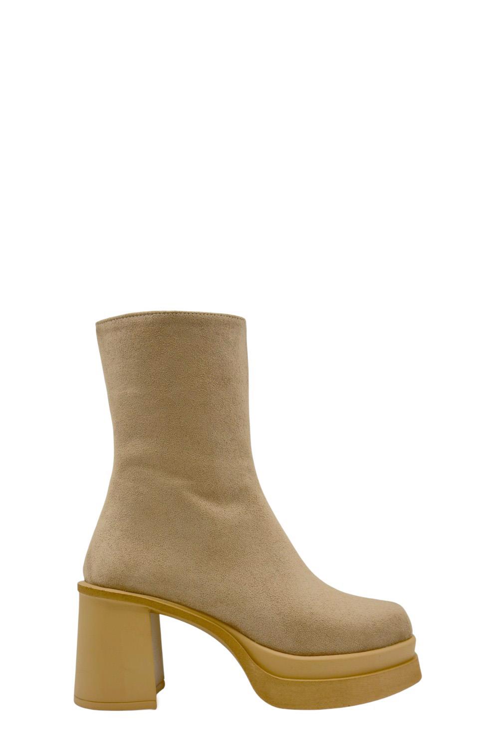 Ten Süet Platform Topuklu Kadın Bot