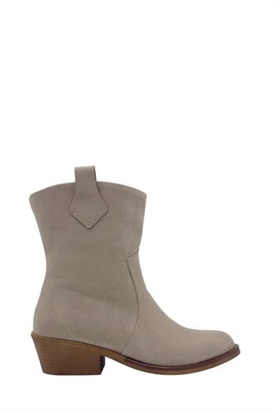 Vizon Süet Kısa Topuklu Kovboy Kadın Bot