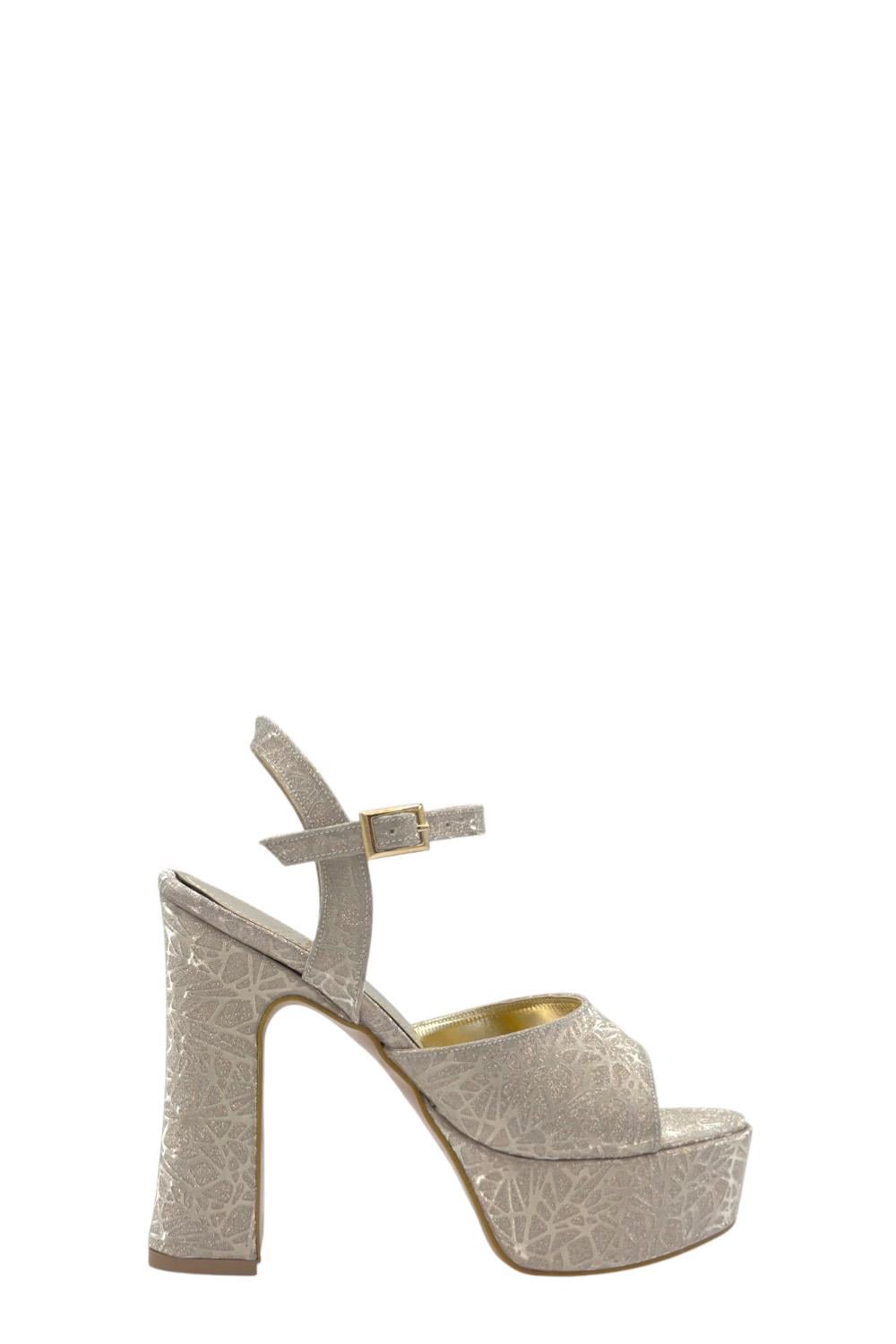 Gold Desenli Tek Bant Platform Topuklu Kadın Ayakkabı