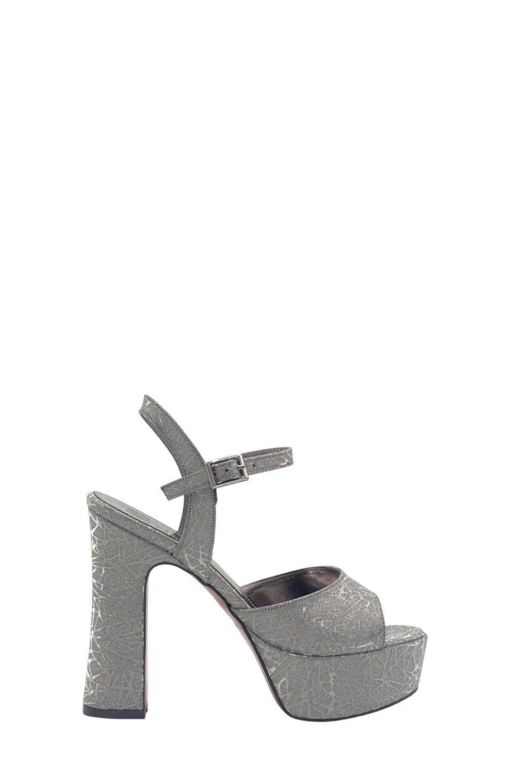 Platin Desenli Tek Bant Platform Topuklu Kadın Ayakkabı