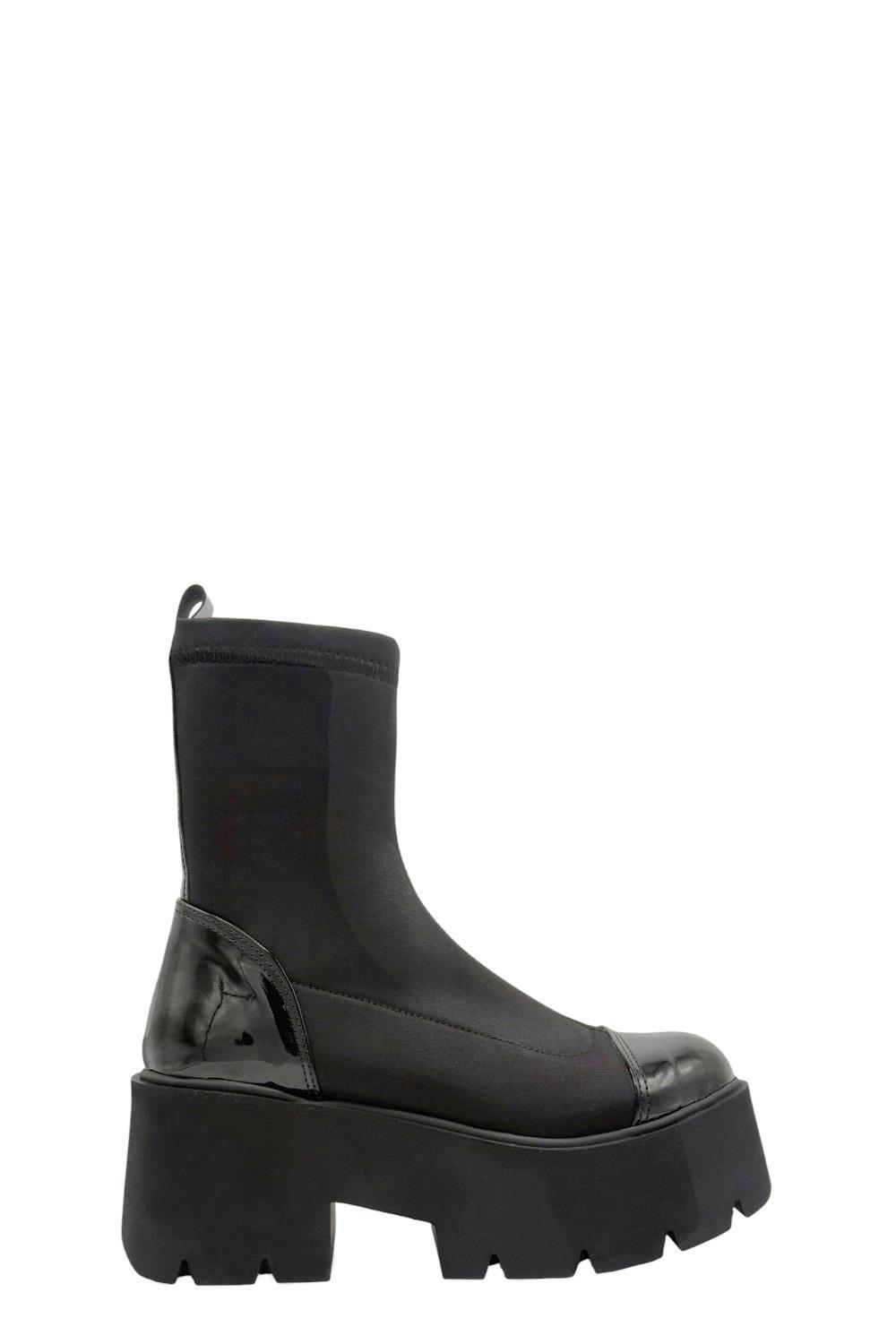 Siyah Dalgıç Kumaş Yüksek Taban Dalgıç Kumaş Kadın Bot