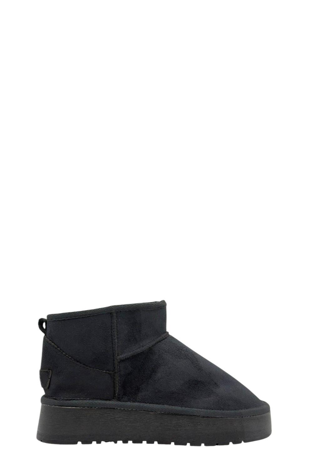 Siyah Süet Kalın Taban Max Mini Kadın Bot