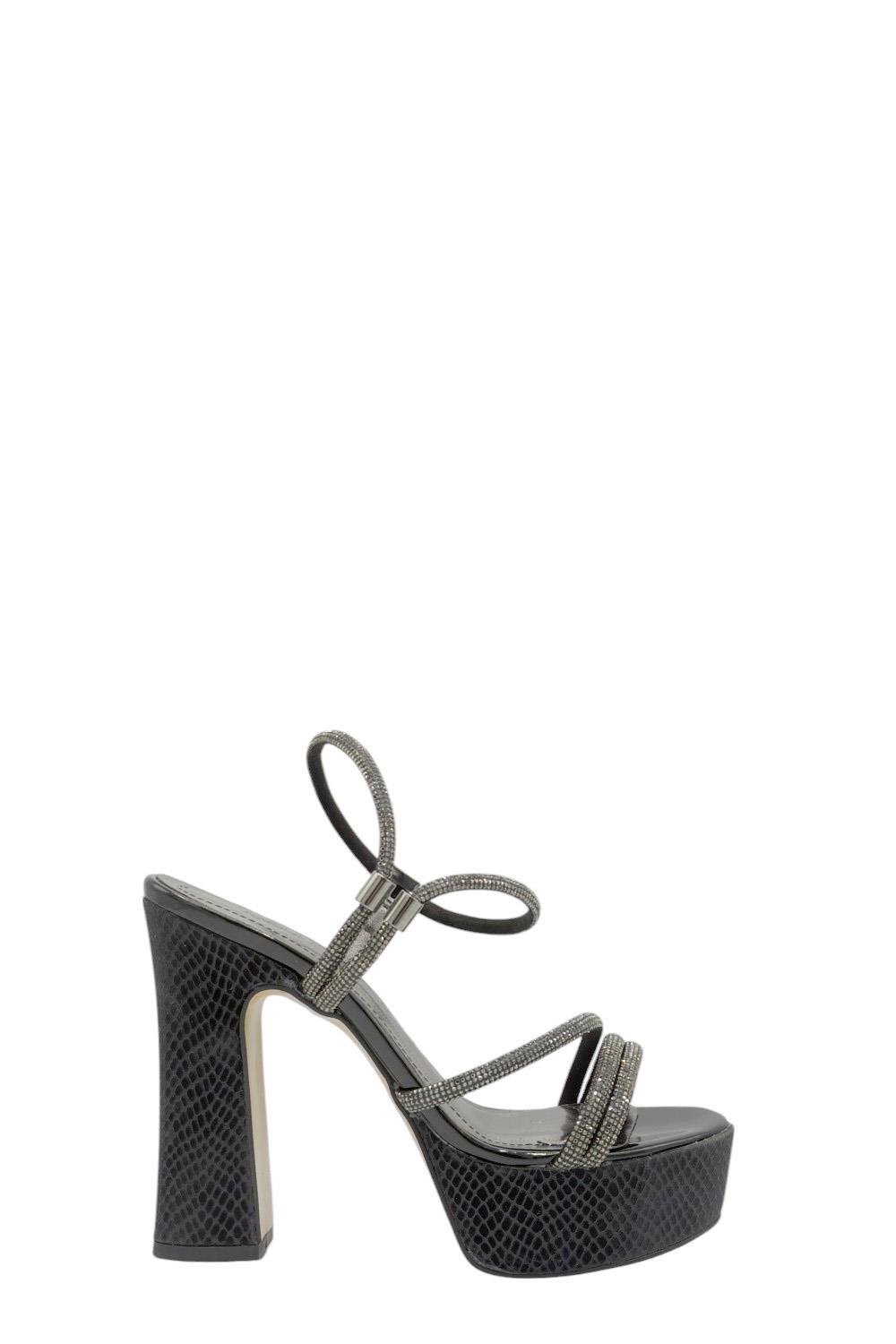 Siyah Taşlı Platform Topuklu Abiye Kadın Ayakkabı