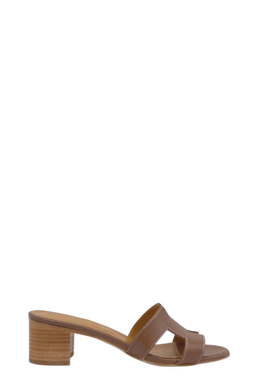 Taba Deri Topuklu Kadın Terlik