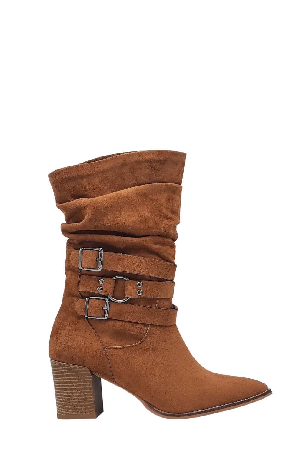 Taba Süet Körüklü Kadın Topuklu Bot