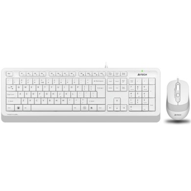 A4 Tech F1010 USB Bağlantılı Multimedya Kablolu Klavye Mouse Set Beyaz 