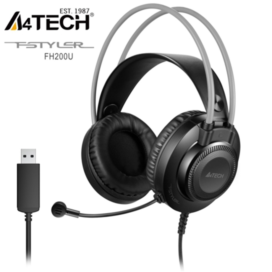 A4-Tech FH-200U Siyah Gri Mikrofonlu USB Girişli Kablolu Kulaklık