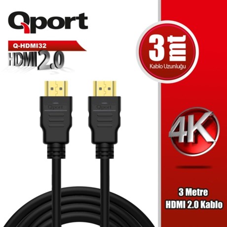Qport Q-HDMI32 3m Hdmi 2.0 Kablo