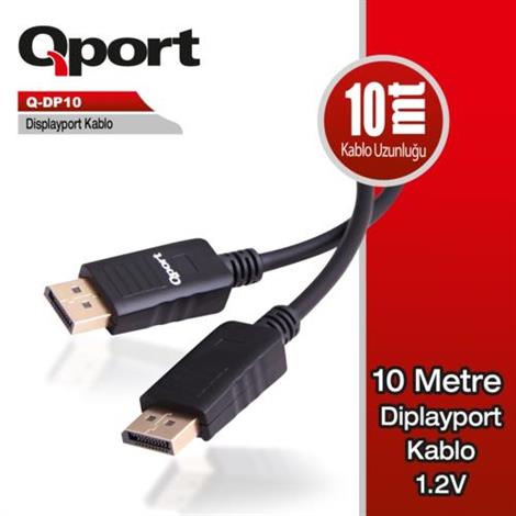 Qport-QPORT Q-DP10 Display Port 1.2V 10m Bakır Kablo