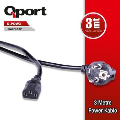Qport-Qport Q-POW3 3m Pc Power Kablosu