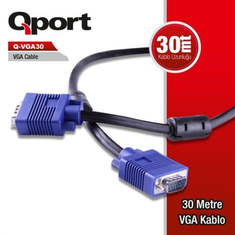Qport-Qport Q-VGA30 15 Pin Filtreli 30 Metre Monitör/Vga Kablo
