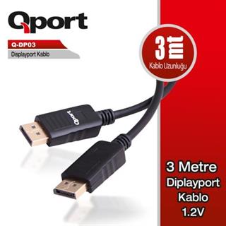 Qport-QPORT Q-DP03 Display Port 1.2V 3m Kablo