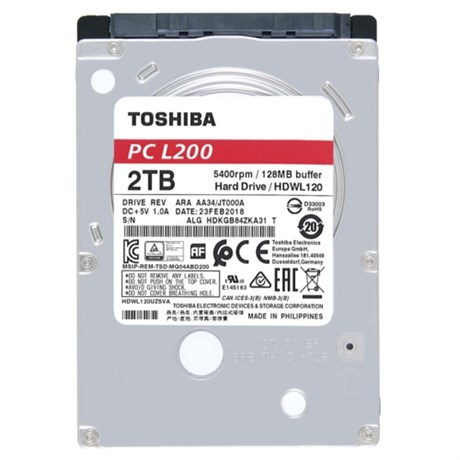 Toshiba 2.5 2TB L200 128MB 5400RPM HDWL120UZSVA