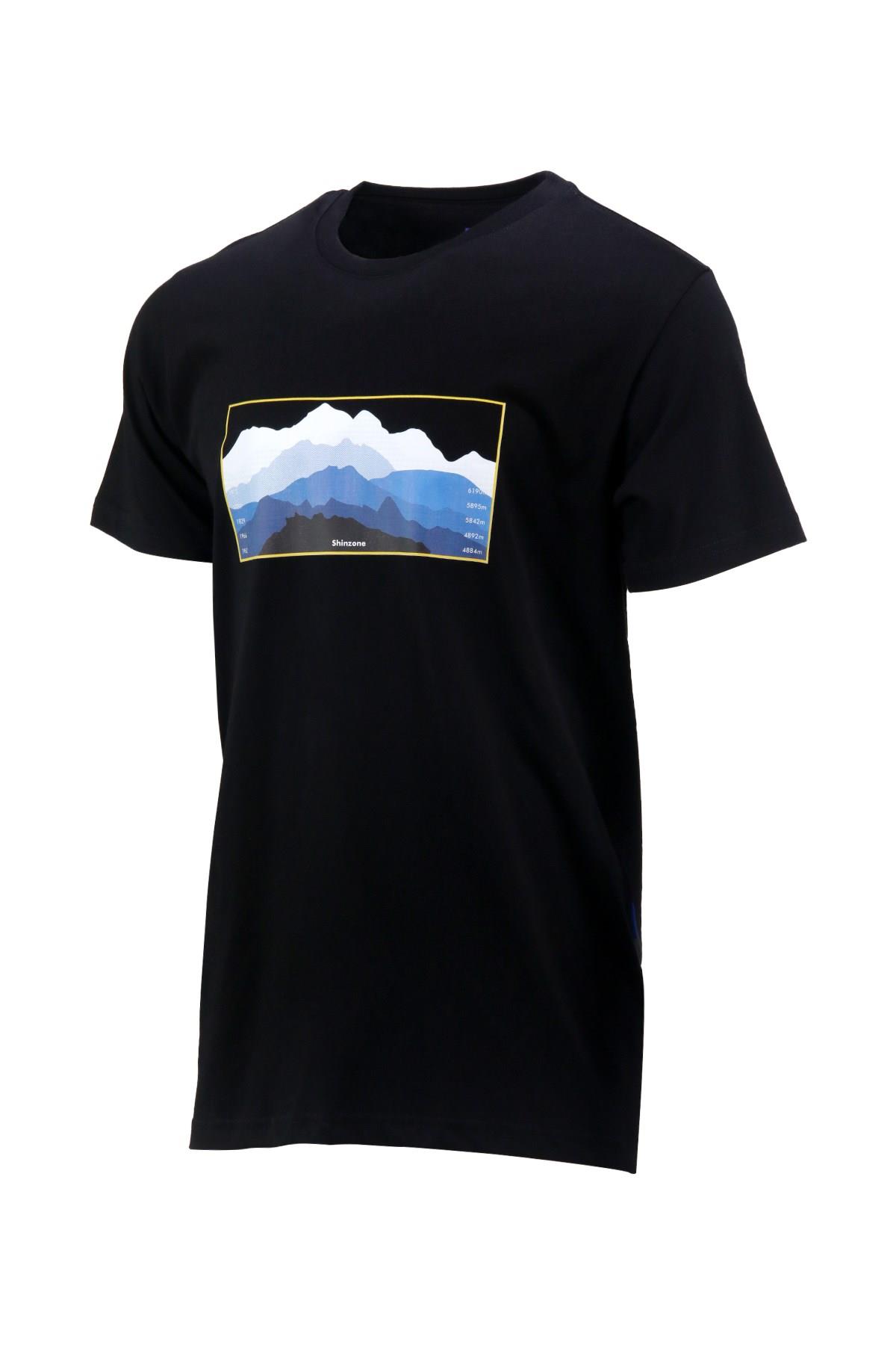 Erkek Bisiklet Yaka Standart Fit Göğüs Baskılı Siyah T-Shirt