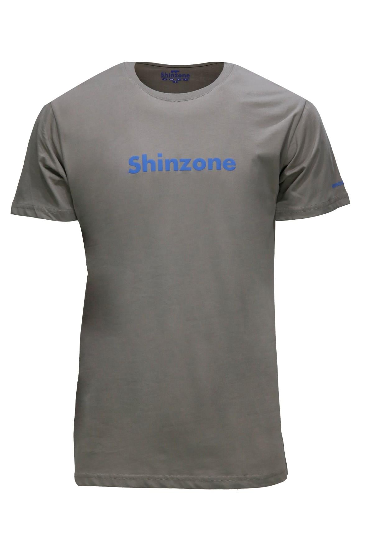 Erkek Bisiklet Yaka Standart Fit Shinzone Göğüs Baskılı Vizon T-Shirt