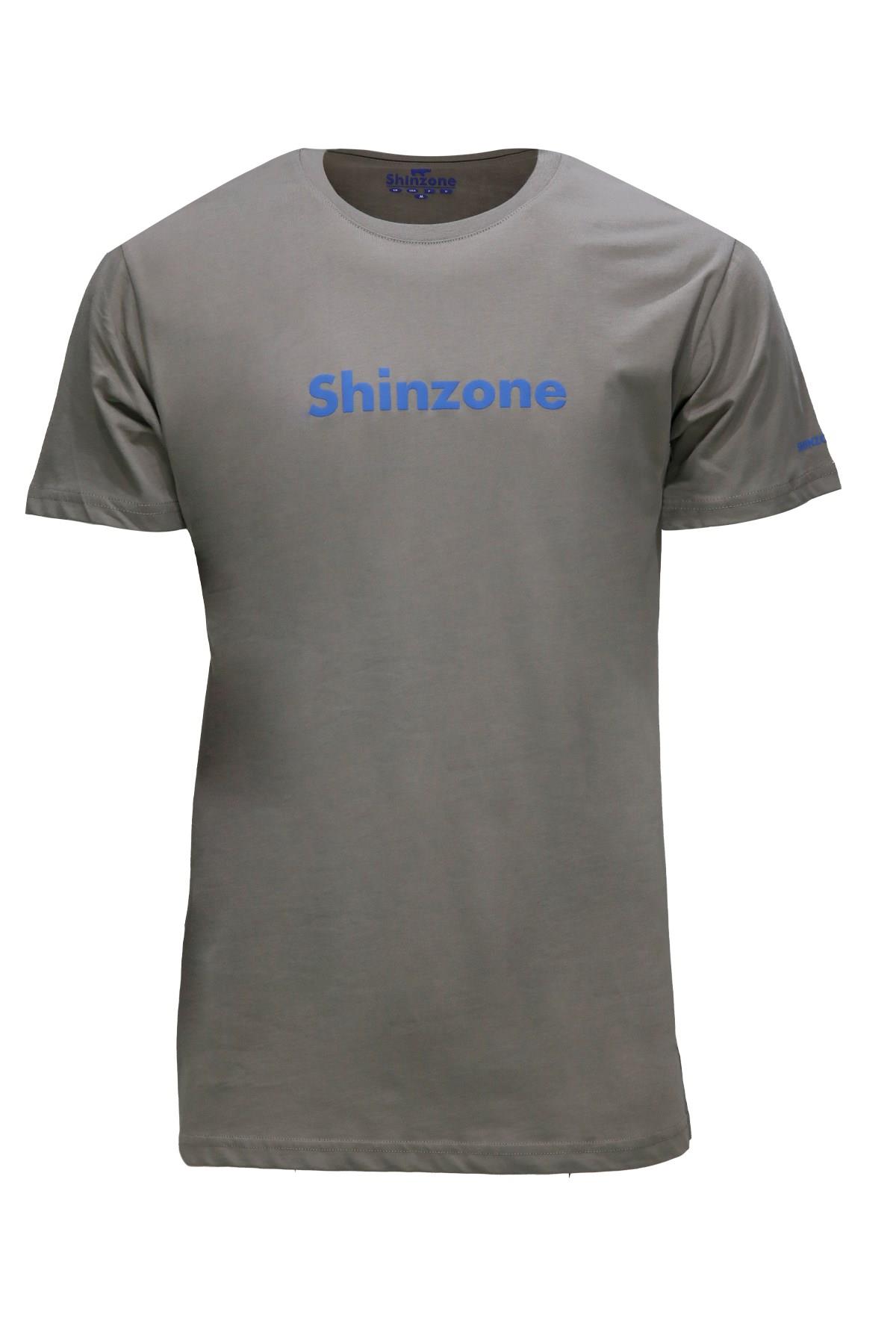 Erkek Bisiklet Yaka Standart Fit Shinzone Göğüs Baskılı Vizon T-Shirt