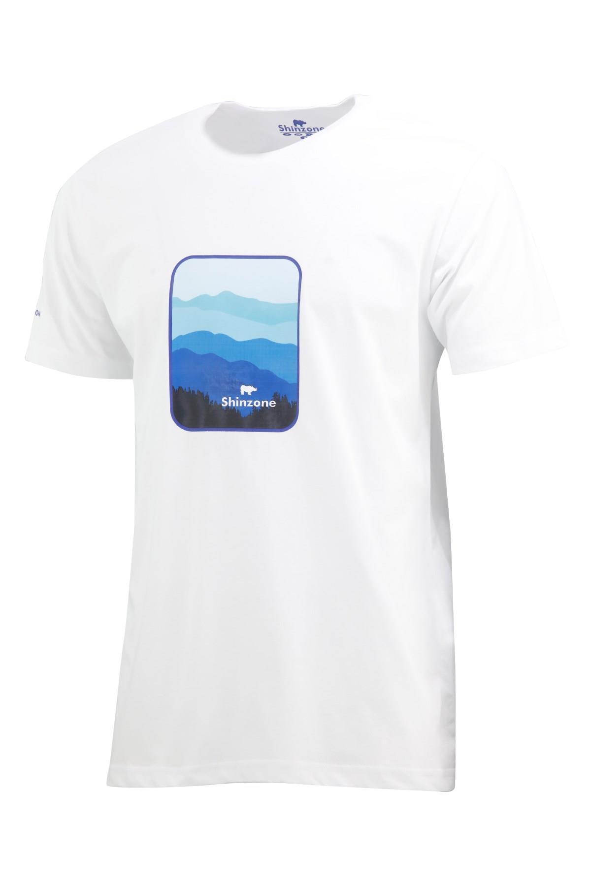 Erkek Bisiklet Yaka Yazlık Göğüs Baskılı Standart Fit Beyaz T-Shirt