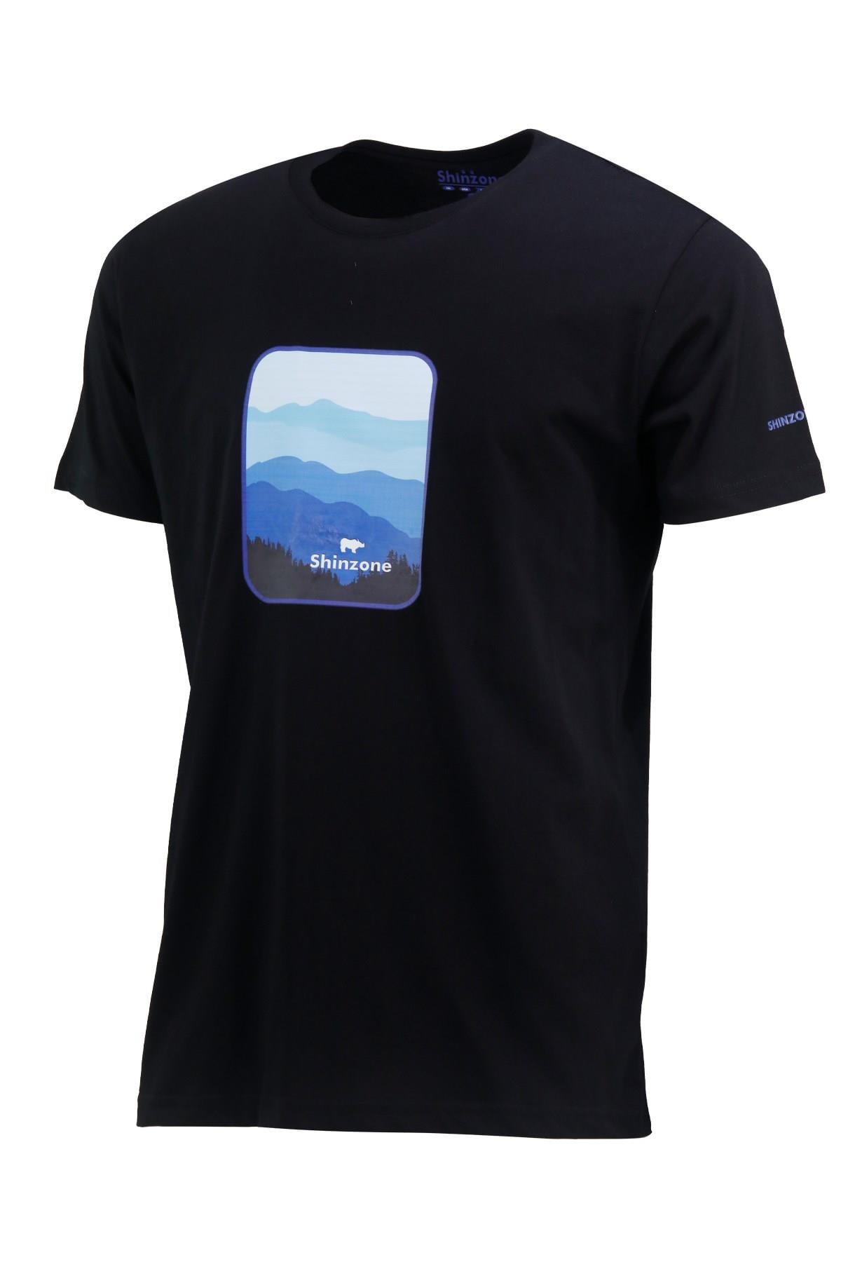 Erkek Bisiklet Yaka Yazlık Göğüs Baskılı Standart Fit Siyah T-Shirt