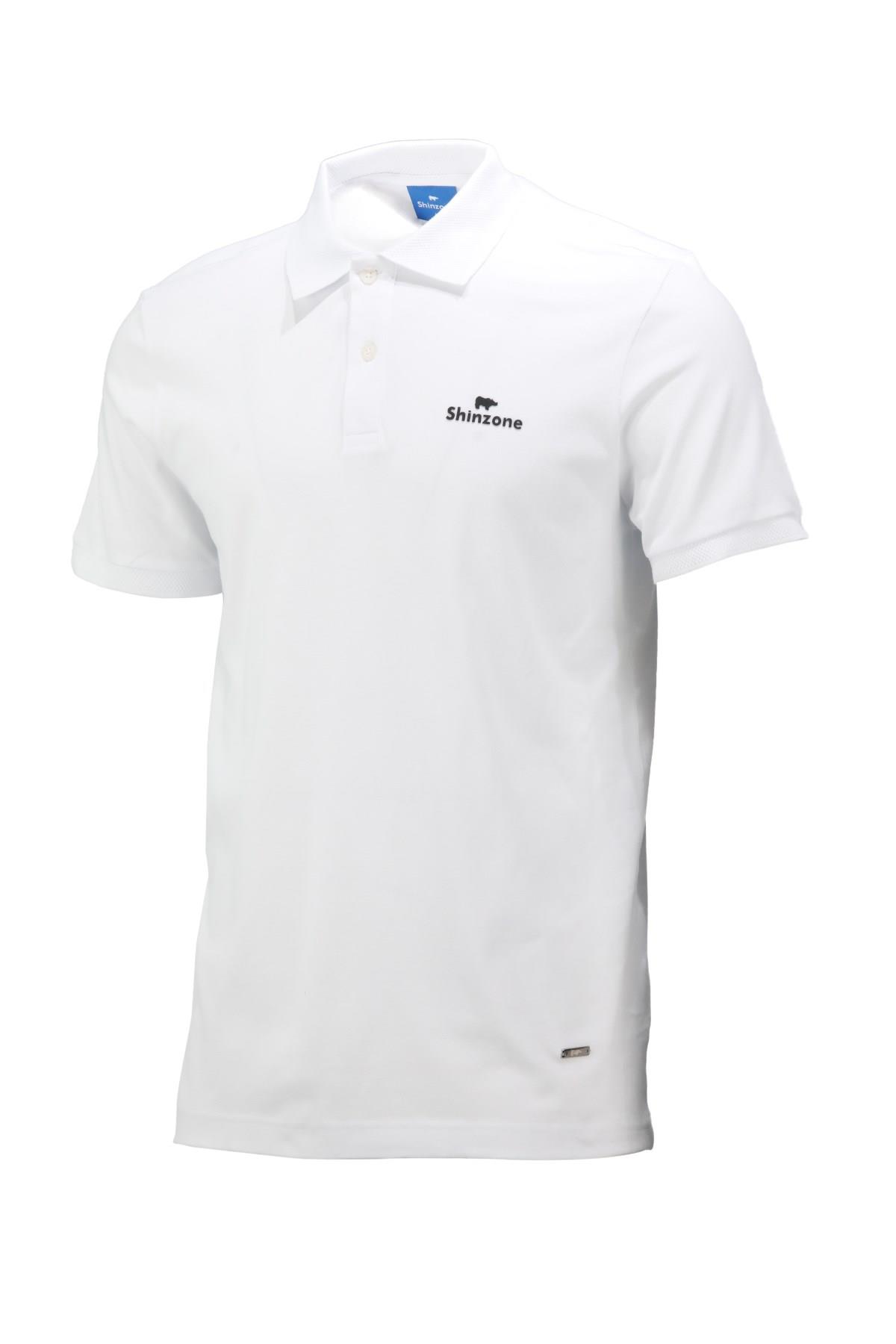 Erkek Polo Yaka Yumuşak Dokulu, Kol Bantlı Beyaz T-Shirt
