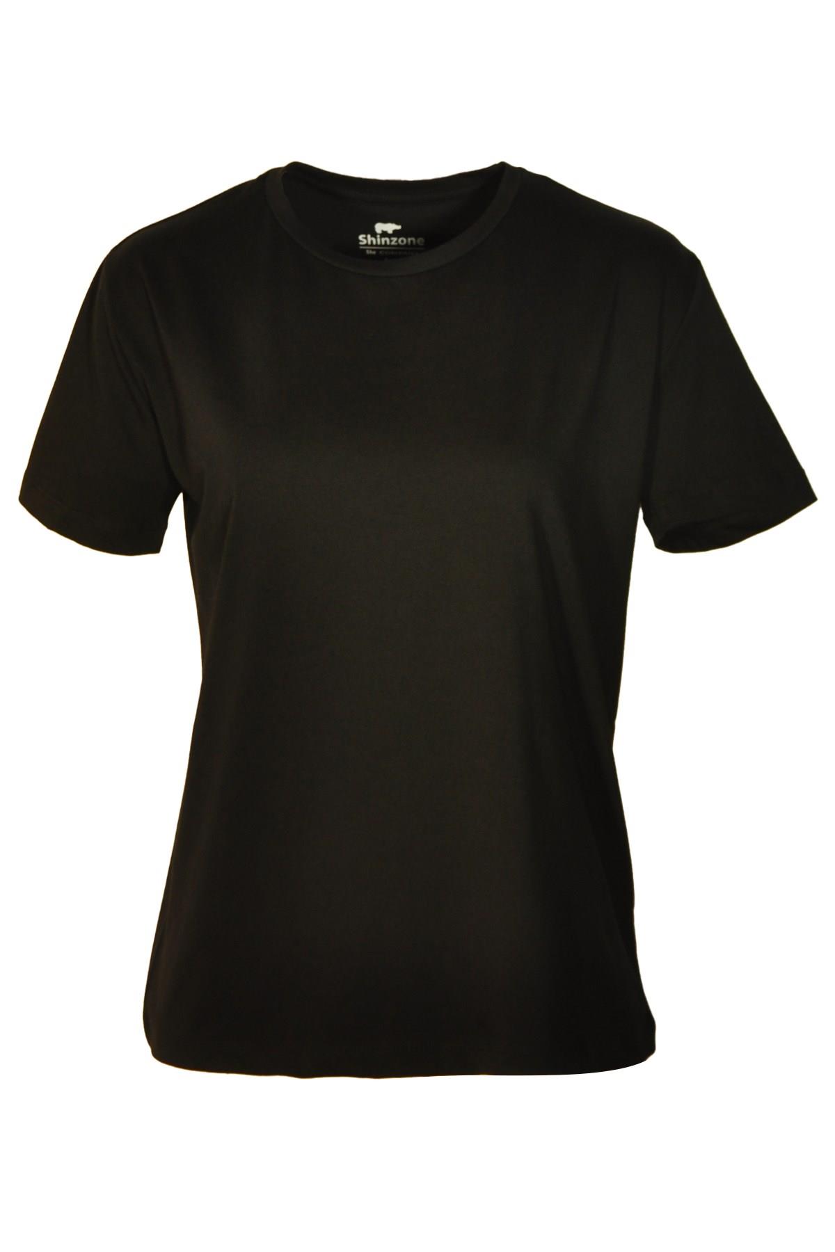 Kadın Bisiklet Yaka Basic Siyah T-Shirt