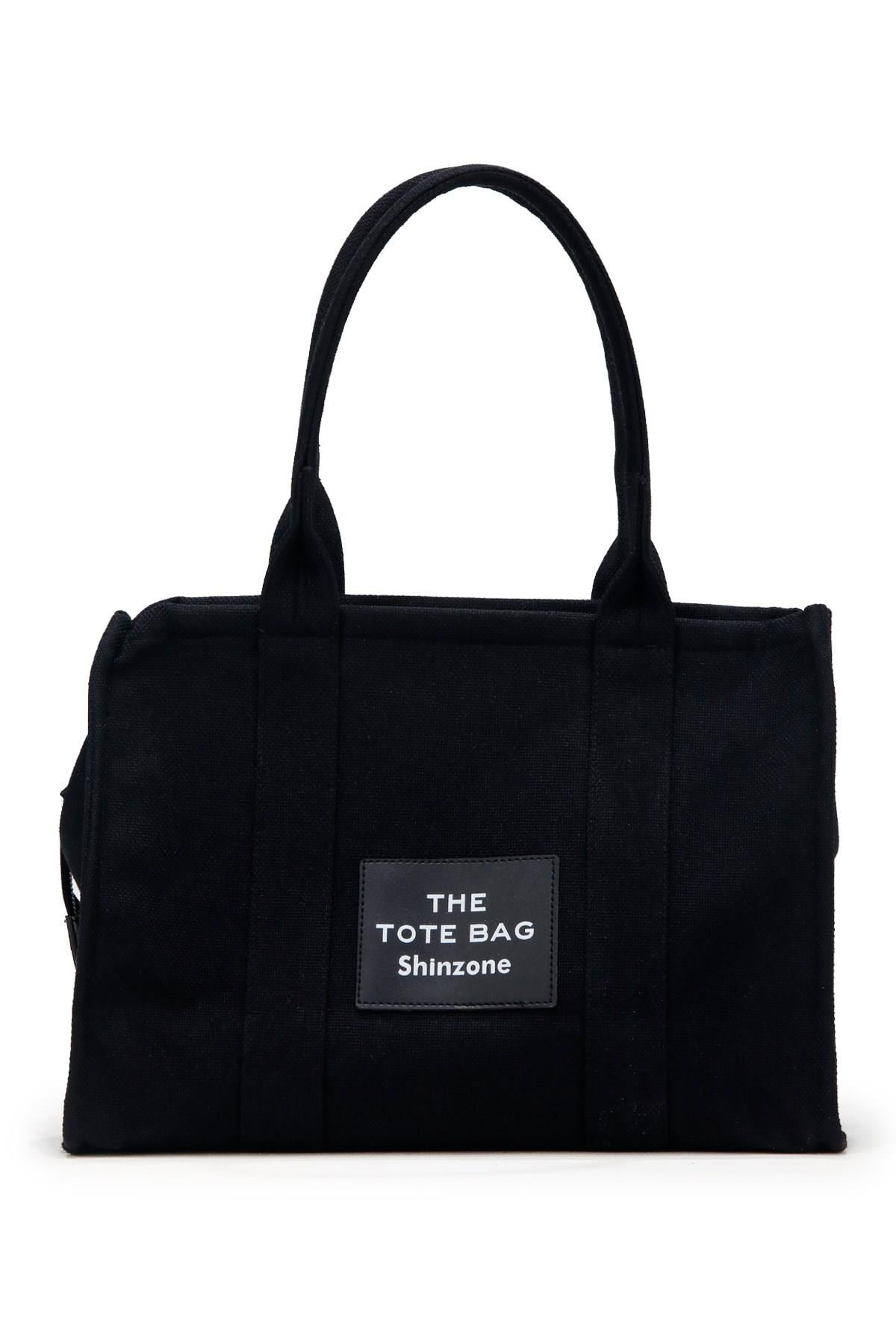 Kadın Soft Tote Bag Kanvas Siyah Krem Çanta