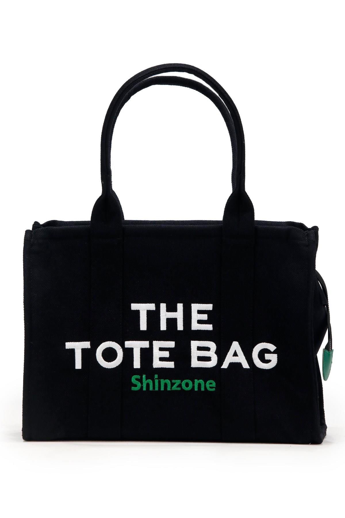 Kadın Soft Tote Bag Kanvas Siyah Yeşil Çanta