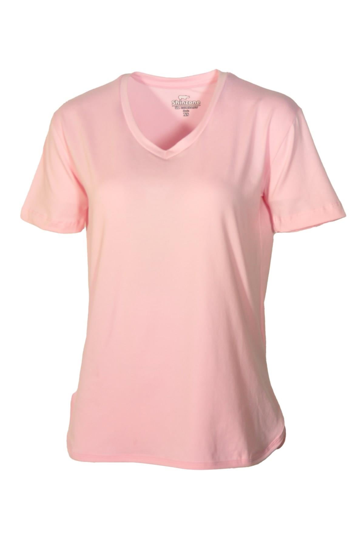 Kadın V Yaka Basic Pembe T-Shirt