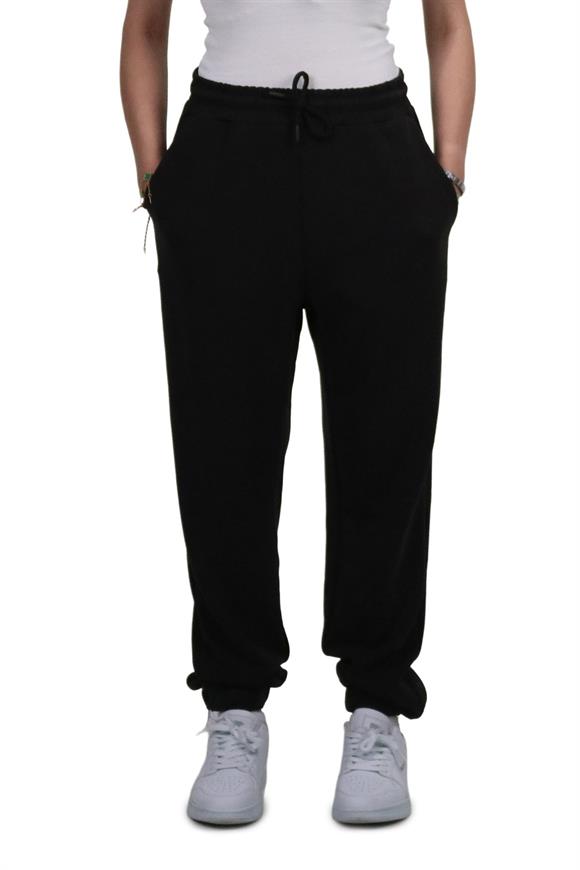  Kadın Modal Kumaş Lastikli Paça Siyah Jogger Pantolon