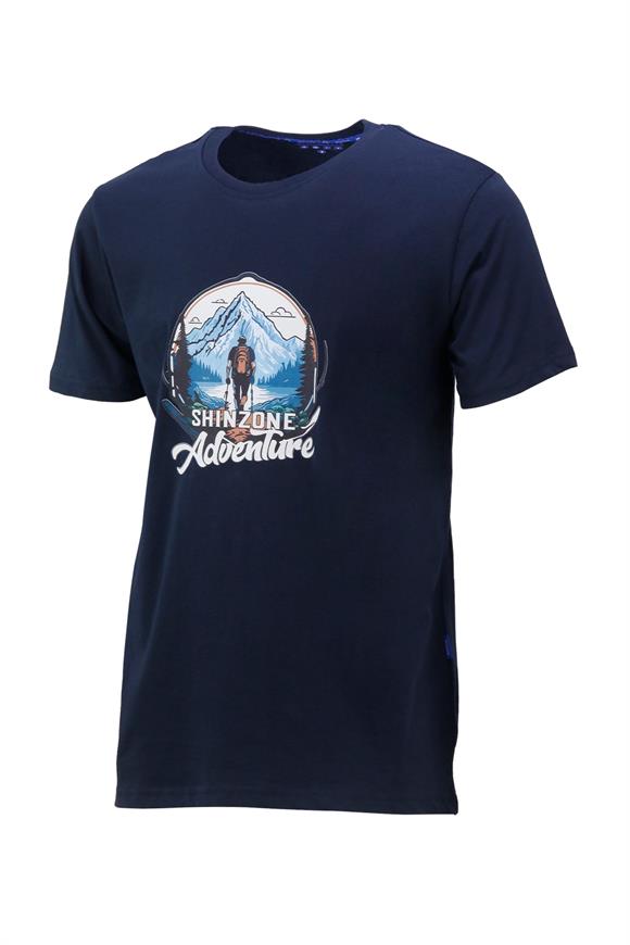 Erkek Bisiklet Yaka Mevsimlik Adventure Baskılı Standart Fit Lacivert T-Shirt