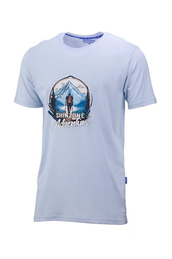Erkek Bisiklet Yaka Mevsimlik Adventure Baskılı Standart Fit Mavi T-Shirt