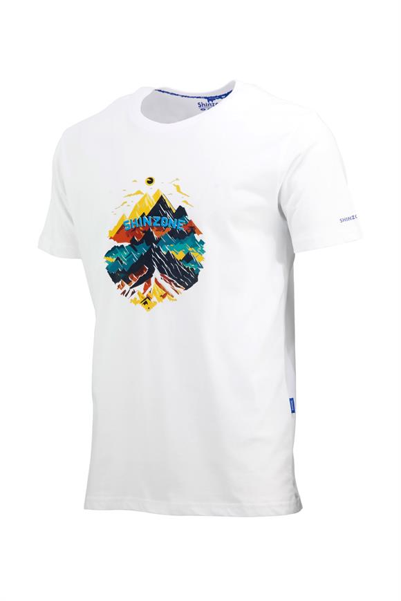 Erkek Bisiklet Yaka Mevsimlik Göğüs Baskılı Standart Fit Beyaz T-Shirt