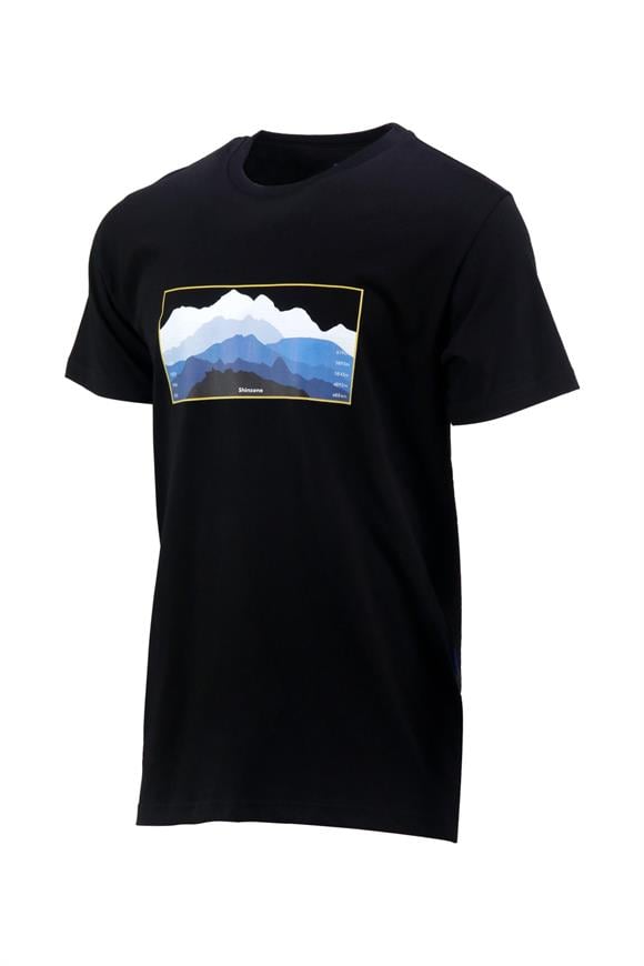 Erkek Bisiklet Yaka Standart Fit Göğüs Baskılı Siyah T-Shirt