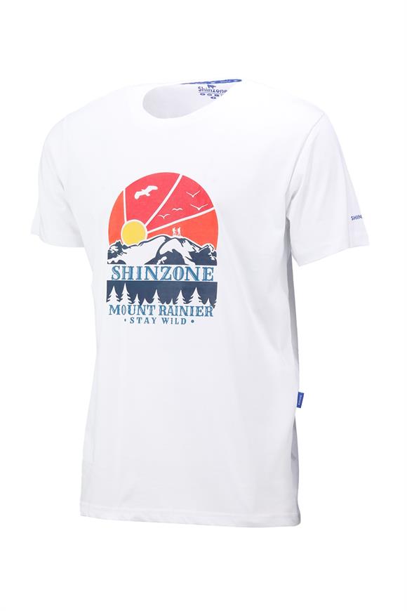 Erkek Bisiklet Yaka Standart Fit Göğüs Baskılı Beyaz T-Shirt