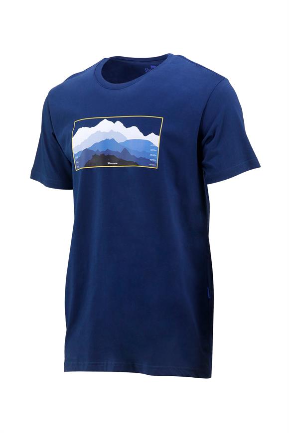 Erkek Bisiklet Yaka Standart Fit Göğüs Baskılı İndigo T-Shirt