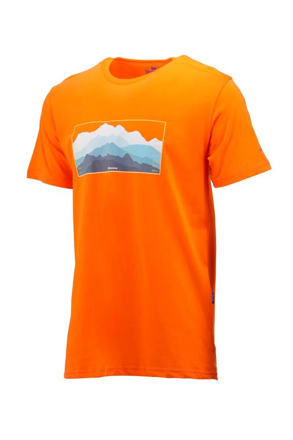 Erkek Bisiklet Yaka Standart Fit Göğüs Baskılı Turuncu T-Shirt