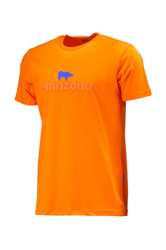 Erkek Bisiklet Yaka Standart Fit Kabartma Göğüs Baskılı Turuncu T-Shirt