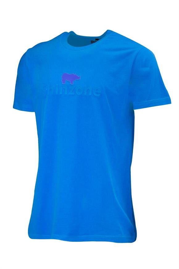 Erkek Bisiklet Yaka Standart Fit Kabartma Göğüs Baskılı Koyu mavi T-Shirt