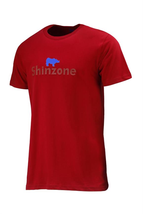 Erkek Bisiklet Yaka Standart Fit Kabartma Göğüs Baskılı Bordo T-Shirt