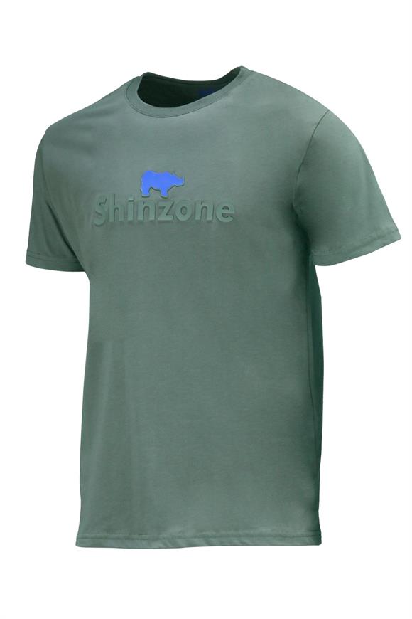Erkek Bisiklet Yaka Standart Fit Kabartma Göğüs Baskılı Haki T-Shirt