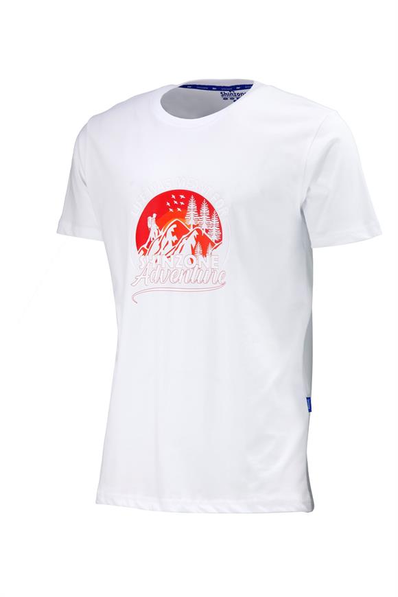 Erkek Bisiklet Yaka Standart Göğüs Baskılı Beyaz T-Shirt